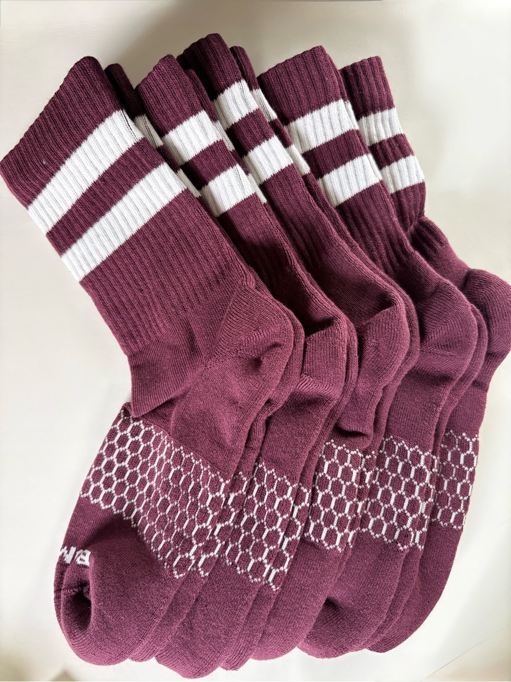 Bombas 5-Pack Cushioned Athletic Half Calf Socks Maroon Striped Size M